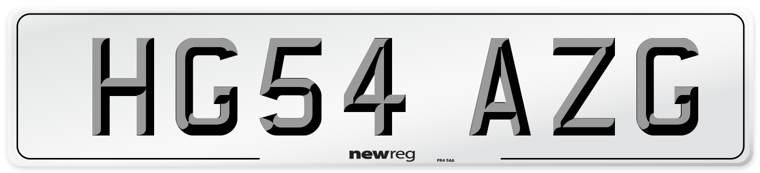 HG54 AZG Number Plate from New Reg